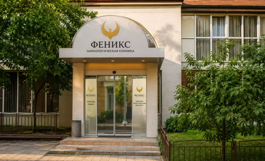 Вход в наркологическую клинику «Феникс» в Долинске